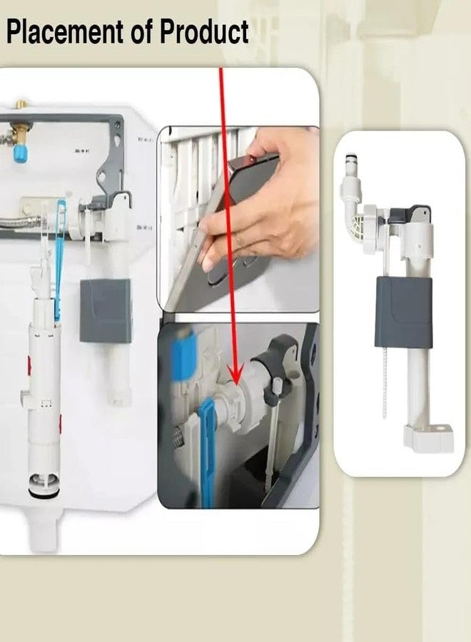 Ausam Ausum Plastic Concealed Tank Fill Inlet Valve and Flush Tank Lever Set | American Standard Bathroom Accessories | Ballcock Flush for Wall Mounted Toilet Cistern Installation and Spare Parts (White) - Image 4